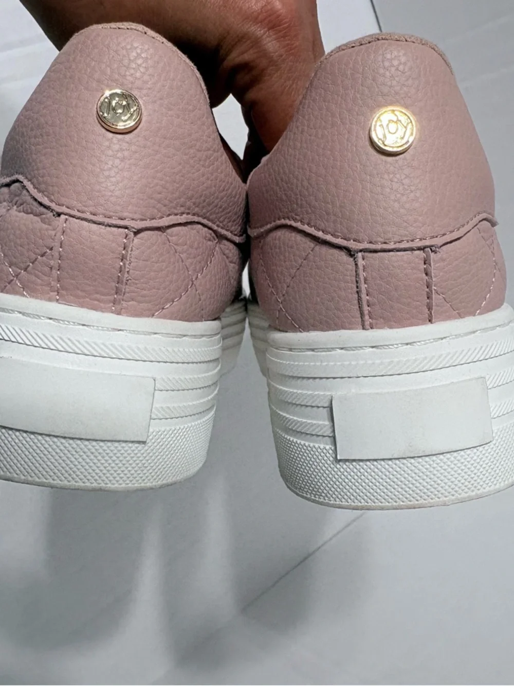 Joy Luxe Bow Slip-on Leather Platform Sneakers Blush Pink   Orthotic Insoles 8